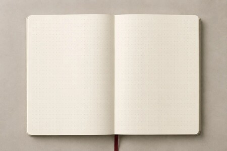 Dot grid notebook pages with light dot alignment, suited to free-form layouts and bullet journaling