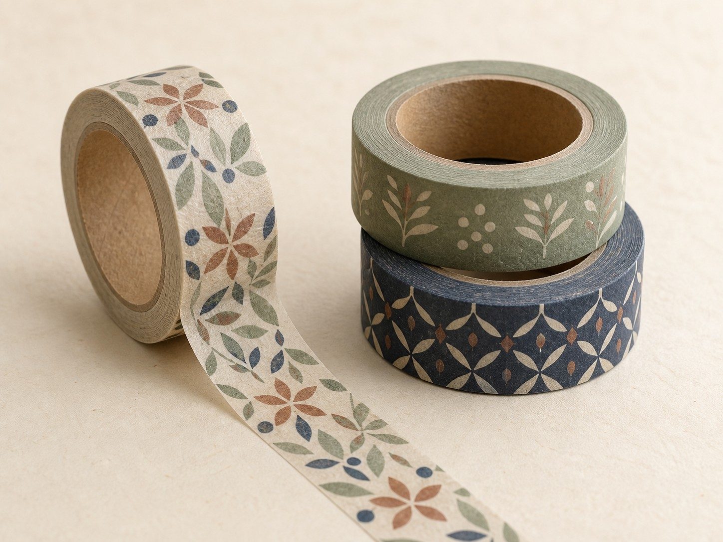 PUNDY rolos de fita washi impressa personalizada com padrões geométricos botânicos coordenados