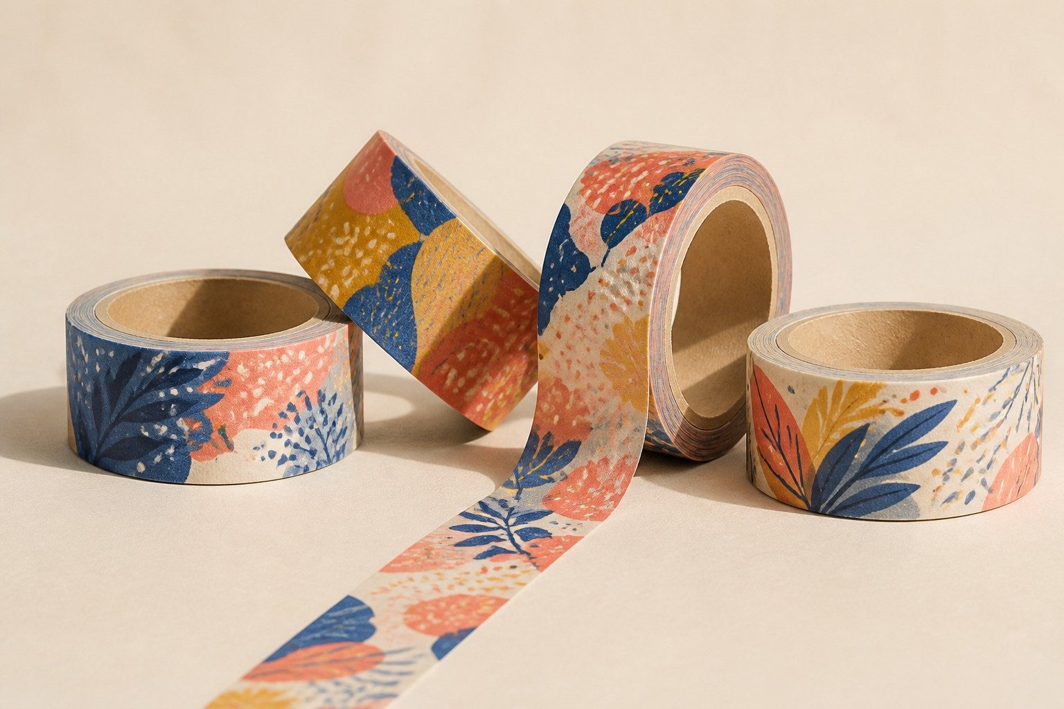PUNDY fita washi personalizada em cores completas com ilustração botânica abstrata
