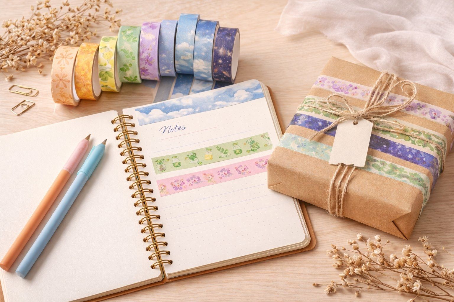 客制和纸胶带应用于笔记本手帐与牛皮纸礼品包装——PUNDY 台湾企业礼赠品与品牌文具应用情境